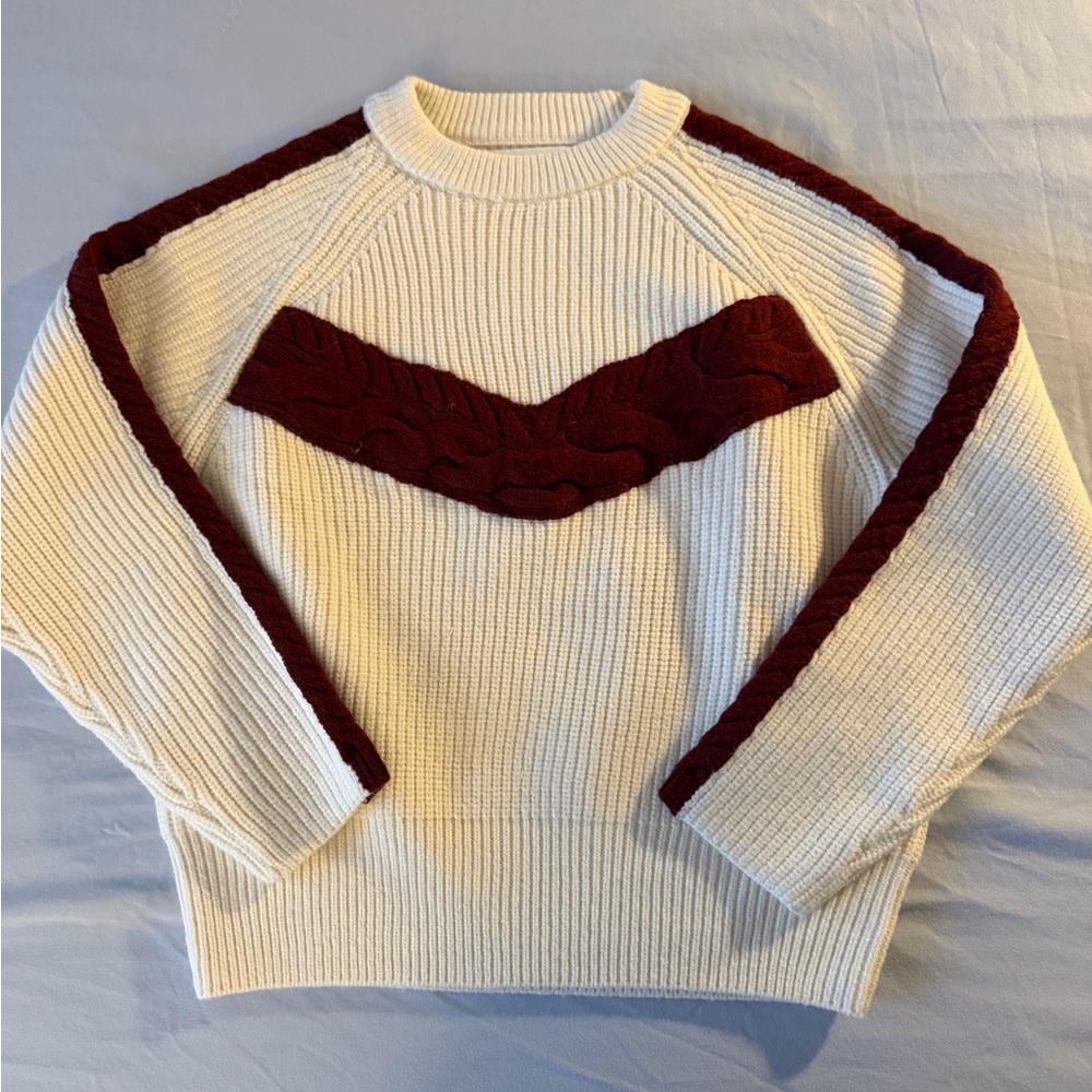 Mango Cream and Burgundy Sweater